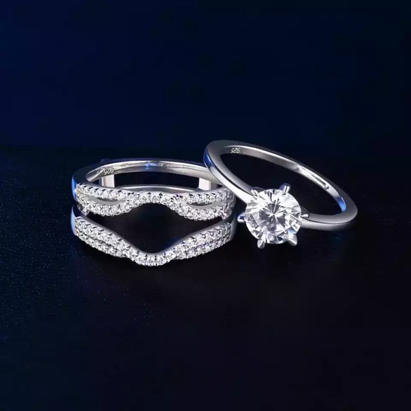 2ct Lab Simulated Diamond Ring Set - Picture 6 of 10